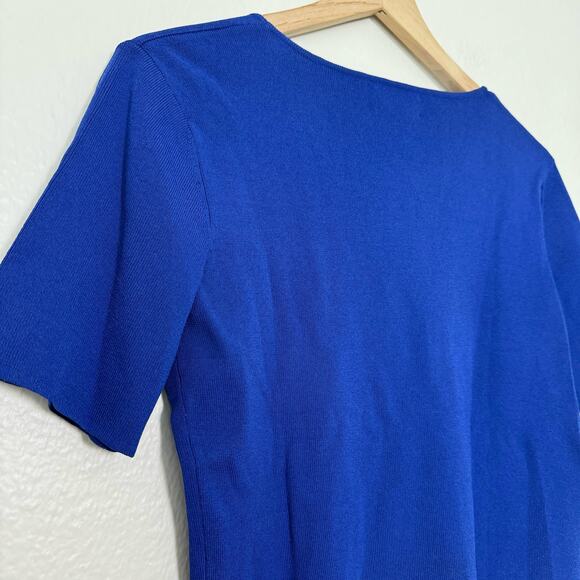 Vintage Draper's & Damons Womens Blue Short Sleeve Blouse Crop Size Medium Top - Picture 5 of 8